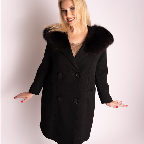 1960’s vtg coat w fox fur L - Picture 2 of 9